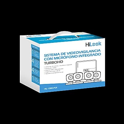 Kit de Vigilancia HiLook CCTV, DVR 4 Canales Lite, 4 Camaras bala con microfono ( Mas existencias UPC 1065547)