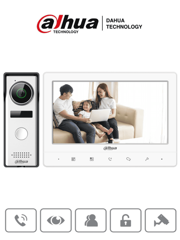 Kit Videoportero Dahua Analogico, Pantalla 7 pulg, IP66, Camara 1.3 MP, Apertura de Puerta, DWDR