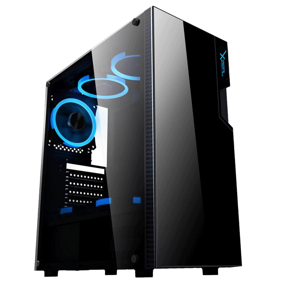 Gabinete XZEAL XZ130, torre ATX, panel lateral, 3 Ventiladores 12cm RGB, Negro