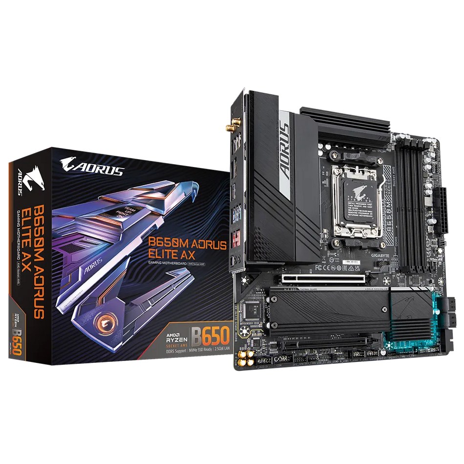 Tarjeta Madre Gigabyte B650M AORUS ELITE AX, SKT AM5, Micro ATX, 4x DIMM DDR5