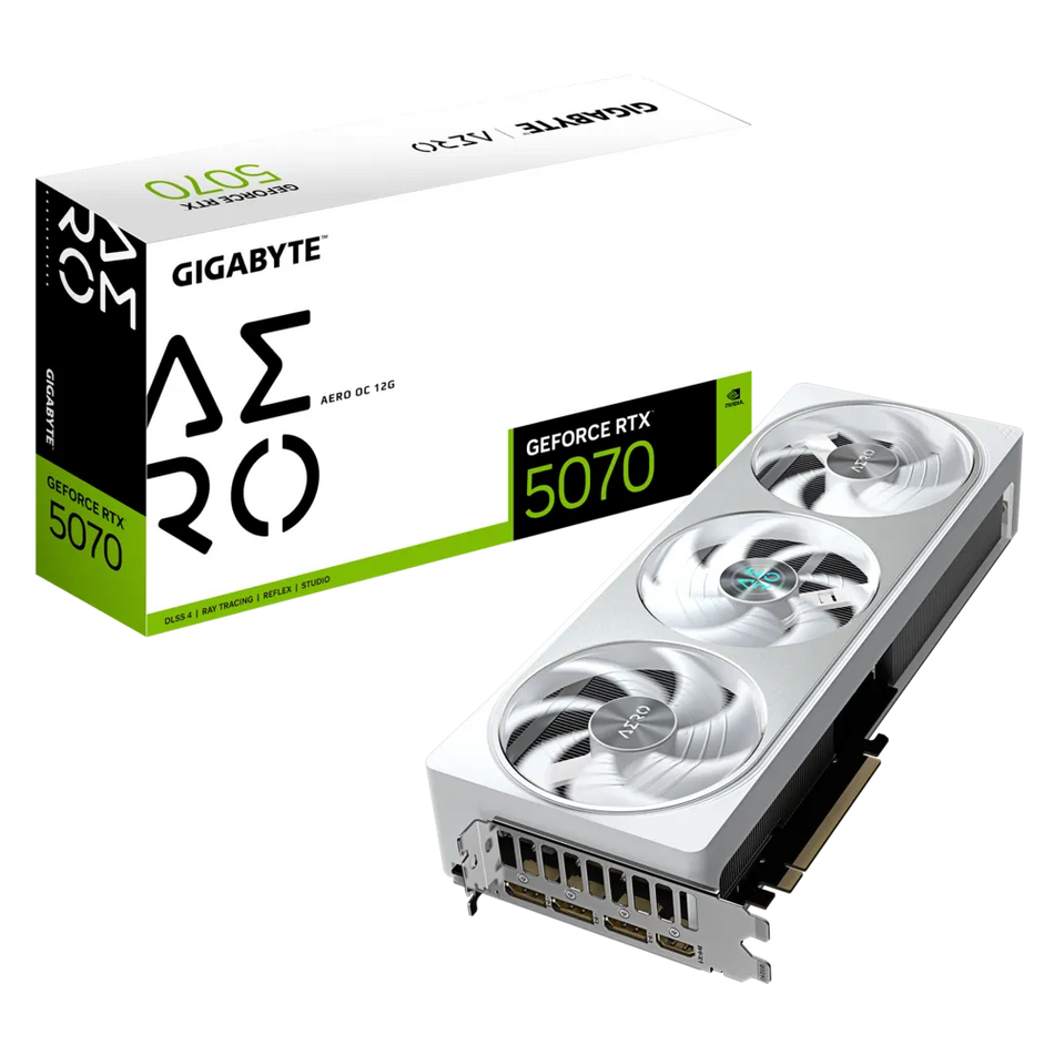 Tarjeta de Video Gigabyte GeForce RTX 5070 AERO OC 12G, 12 GB, 192 Bit, GDDR7, PCI Express x16 5.0, 3x DP, 1x HDMI