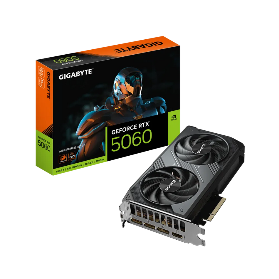 Tarjeta de Video GIGABYTE GeForce RTX 5060 WINDFORCE OC 8G, 8GB, 128 Bit, GDDR7, PCI Express 5.0