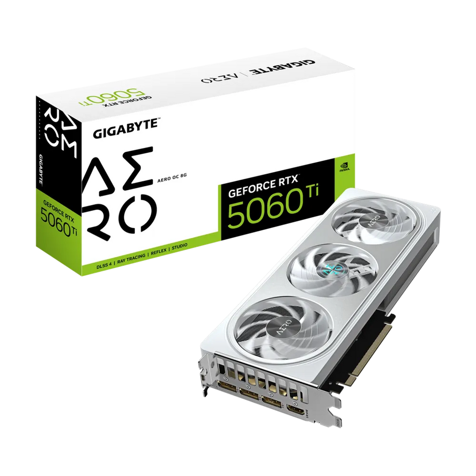 Tarjeta de Video GIGABYTE GeForce RTX 5060 Ti AERO OC 8G , 8 GB, 128 Bit, GDDR7, PCI Express x8 5.0