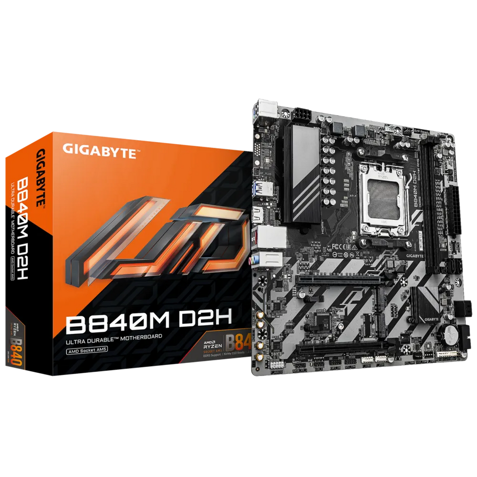Tarjeta Madre Gigabyte B840M D2H, Socket AM5, 2 DDR5-SDRAM, 4x SATA 6Gb/s, 2x M.2, HDMI