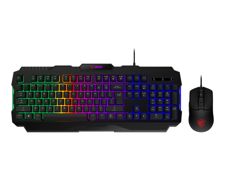 Kit Teclado y Mouse Gaming MSI FORGE GK100 COMBO, Alambrico, USB, 1.5M, espanol, Negro