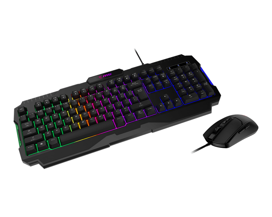 Kit Teclado y Mouse Gaming MSI FORGE GK100 COMBO, Alambrico, USB, 1.5M, espanol, Negro