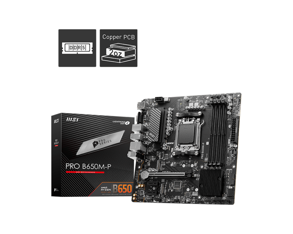 Tarjeta madre MSI PRO B650M-P, AM5, DDR5-SDRAM, 192 GB