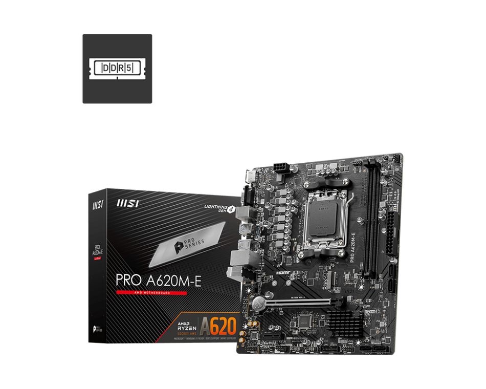 Tarjeta Madre MSI PRO A620M-E, Socket AM5, 2x DDR5 6000Mhz, 1x M.2, 1x HDMI, Micro ATX