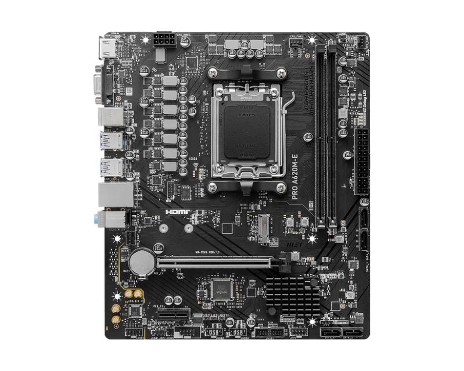 Tarjeta Madre MSI PRO A620M-E, Socket AM5, 2x DDR5 6000Mhz, 1x M.2, 1x HDMI, Micro ATX