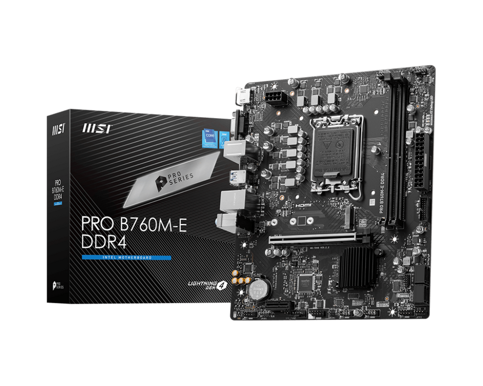 Tarjeta Madre MSI PRO B760M-E DDR4, Socket 1700, 2x DDR4 4800Mhz, 1x M.2, 1x HDMI, Micro ATX