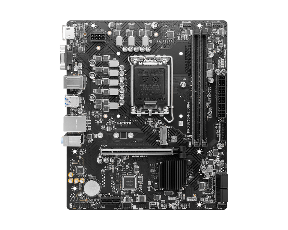 Tarjeta Madre MSI PRO B760M-E DDR4, Socket 1700, 2x DDR4 4800Mhz, 1x M.2, 1x HDMI, Micro ATX