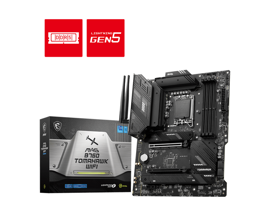 Tarjeta Madre MSI MAG B760 TOMAHAWK WIFI, Socket 1700, 4x DDR5 7000MHz, 3x M.2, 1x HDMI, ATX