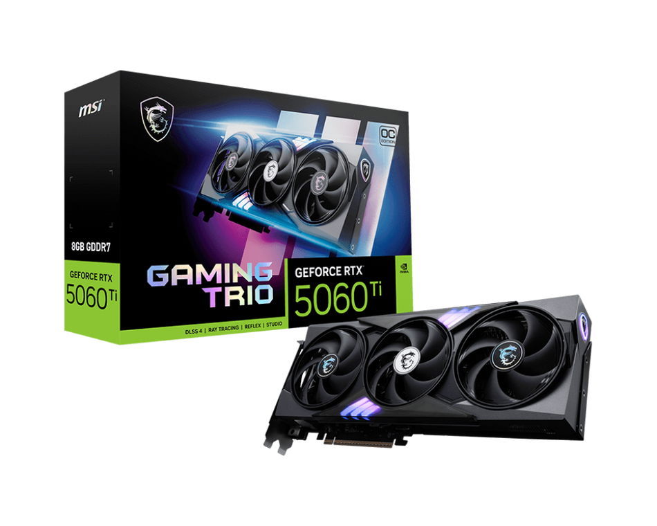 Tarjeta de Video MSI GeForce RTX 5060 Ti GAMING TRIO, 8 GB, 128 Bit, GDDR7, PCI Express x16 5.0, DP/HDMI