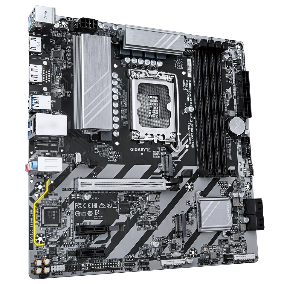 Tarjeta Madre Gigabyte B860M D3HP, Micro-ATX, LGA 1851, 256GB DDR5, HDMI/DisplayPort Para Intel