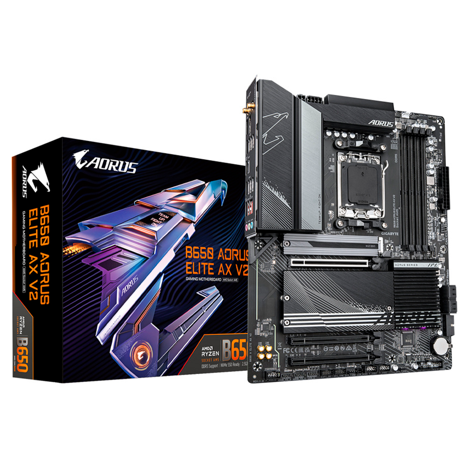Tarjeta Madre Gigabyte B650 AORUS ELITE AX V2, Socket AM5, 4 DDR5-SDRAM, Wifi, HDMI, DisplayPort