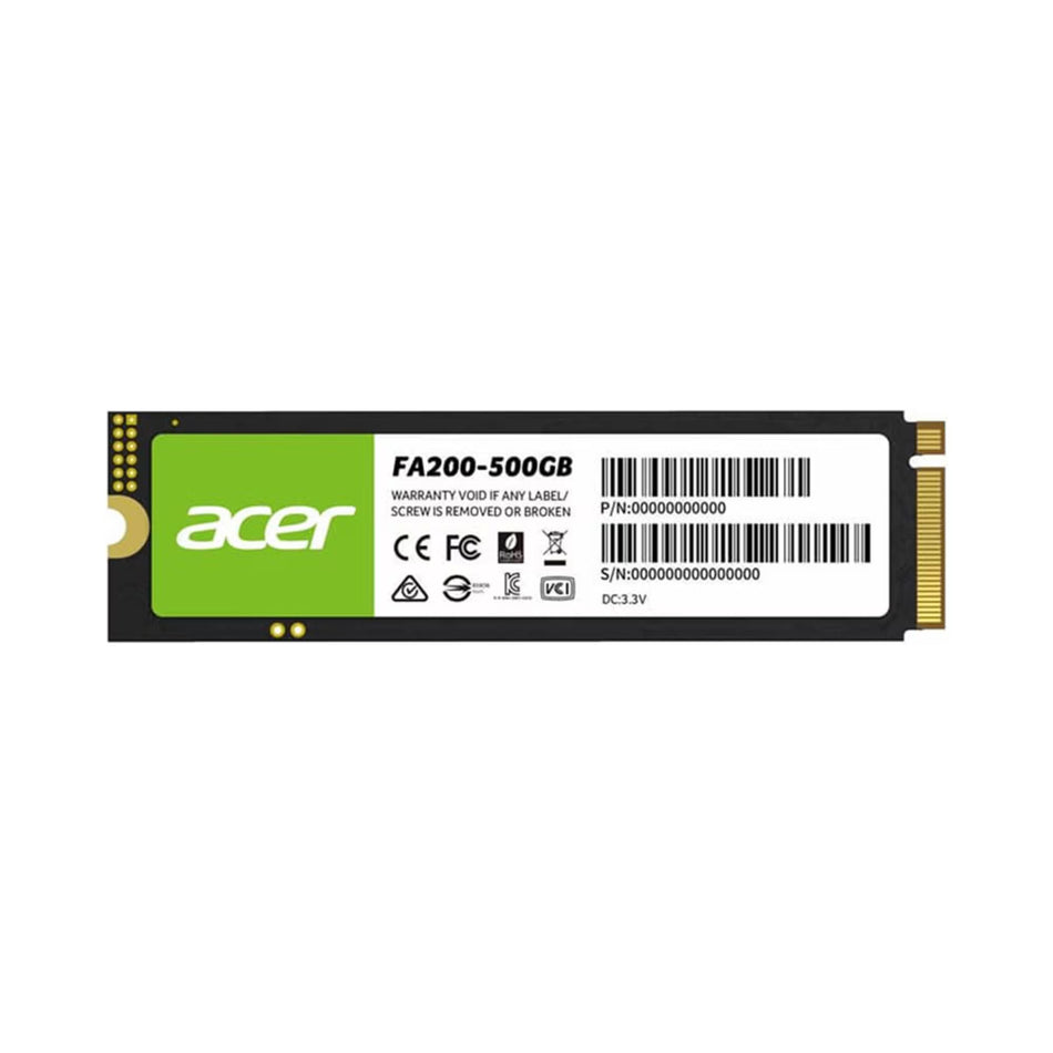 SSD Acer FA200 500GB, M.2, PCI Express 4.0, 3100 MB/s Escritura, 6300 MB/s Lectura