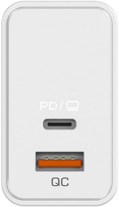 Cargador Genius 65W, 1x USB tipo-C, 1x USB-A, Blanco