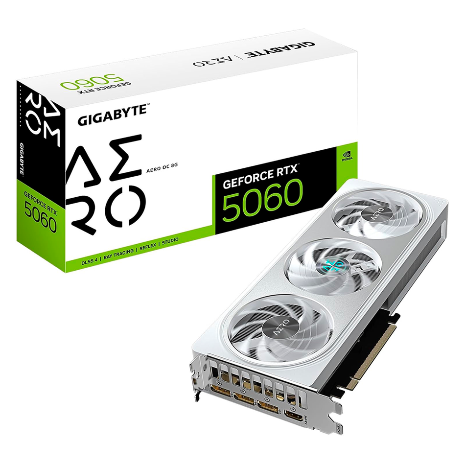 Tarjeta de Video GIGABYTE GeForce RTX 5060 AERO OC 8G, 8 GB, 128 Bit, GDDR7, PCI Express 5.0
