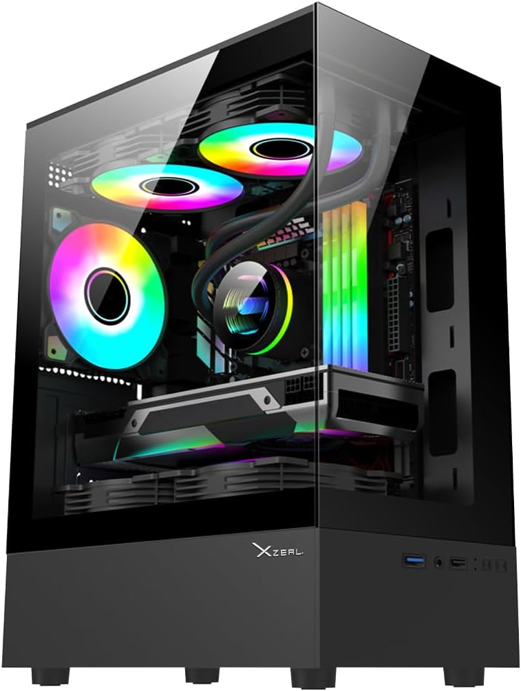 Gabinete Xzeal X-Zynergy, Soporta M-ATX/ITX, 1xUSB 1.0, 1xUSB 3.0, 3xVent RGB, Negro