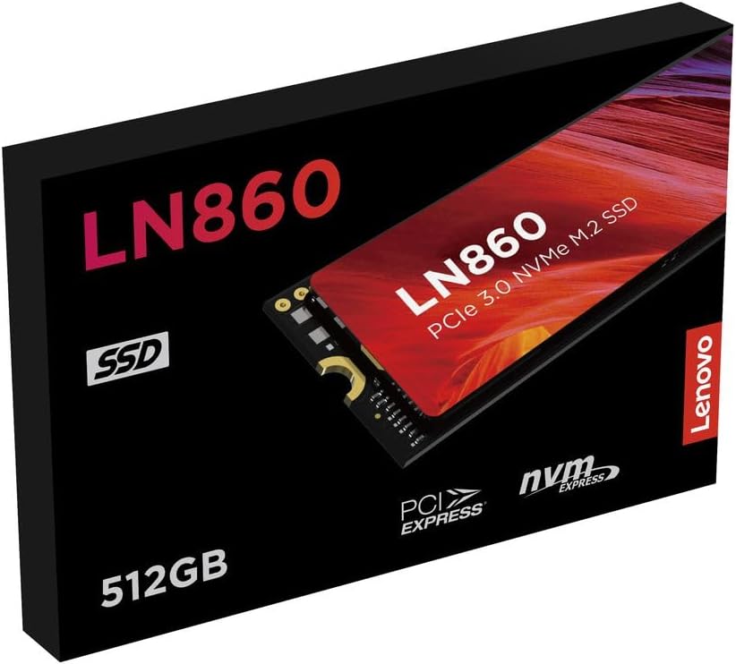 SSD Lenovo LN860 512GB, PCIe 3.0, NVMe, M.2,  Lectura	3500 MB/s, Escritura 3000 MB/s