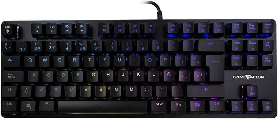 Teclado Mecanico GameFactor KBG500-RD, Compacto, Anti-ghosting, RGB, Cable de Nylon, Negro