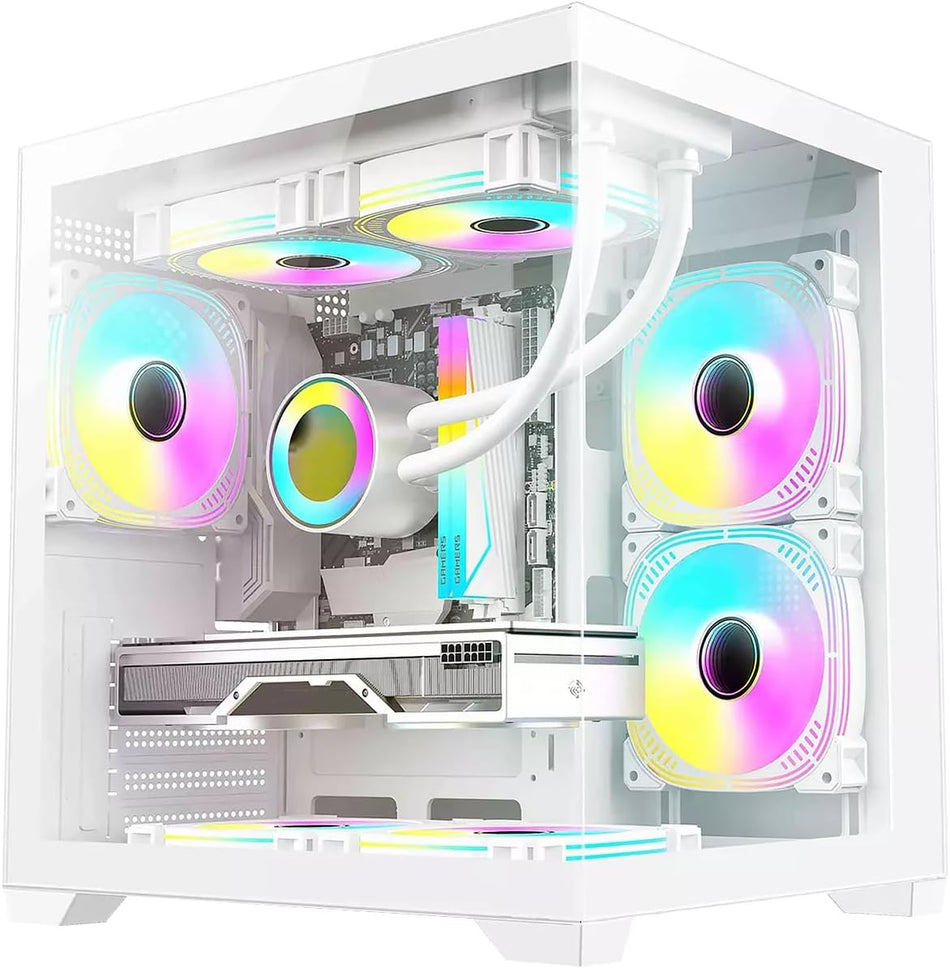 Gabinete Xzeal Cubo CXI2, Soporta M-ATX/ITX, Cristal Templado, 3xVent ARGB, Blanco