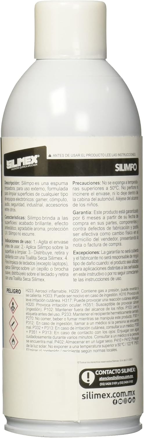 ESPUMA LIMPIADORA SILIMEX 454 ML PARA GABINETES/CARCASAS