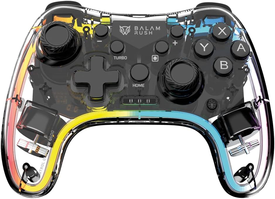 Control Balam Rush Kontrol Glow SWG600 Inalambrico, USB-C, Bluetooth, Transparente