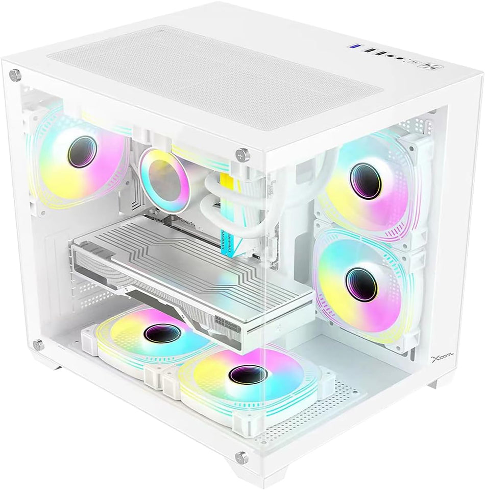 Gabinete Xzeal Cubo CXI2, Soporta M-ATX/ITX, Cristal Templado, 3xVent ARGB, Blanco