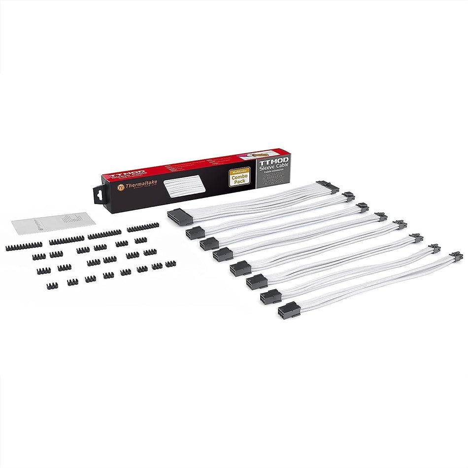Cables thermaltake para fuente ATX, EPS, 24 pin, 4+4EPS, 8pin PCI-E, 6pin PCI-E, Blanco