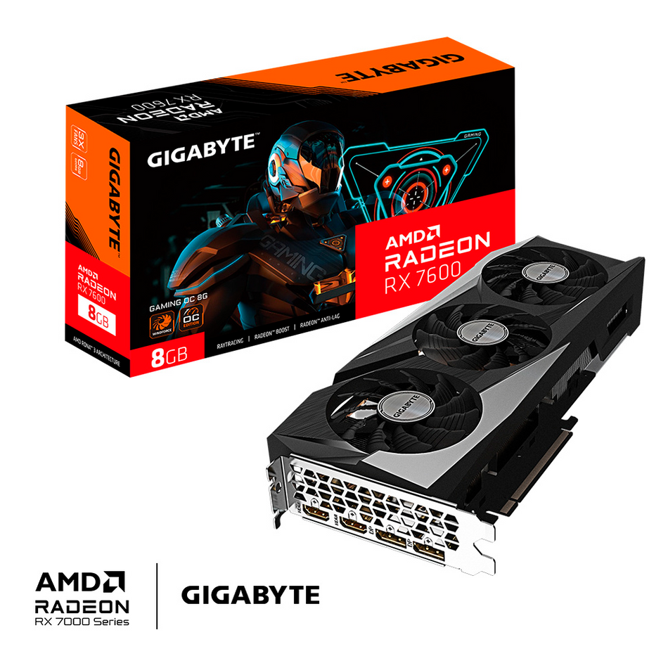 Tarjeta de Video Gigabyte Radeon RX 7600 GAMING OC 8G, 8GB, 128 Bit, GDDR6, PCI Express 4.0