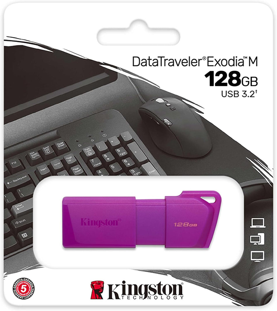 Memoria USB Kingston DataTraveler Exodia M, 128GB, USB 3.2, Morado