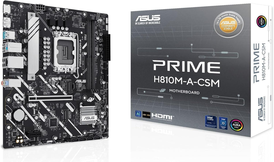 Tarjeta madre ASUS PRIME H810M-A-CSM LGA 1851, 2 DDR5-SDRAM, Micro ATX