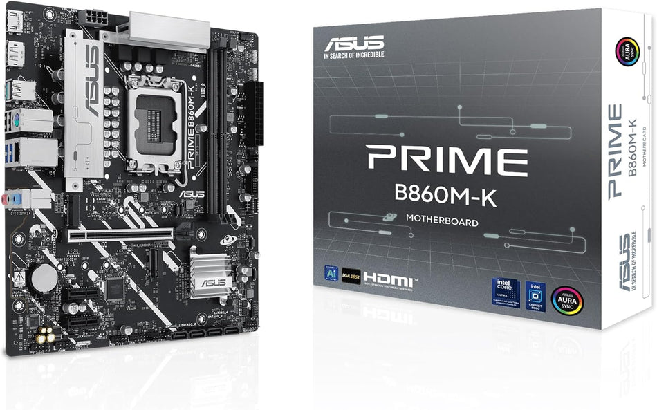 Tarjeta Madre Asus Prime B860M-K, LGA 1851, M-ATX, PCIe 5.0, 1 PCIe 4.0 M.2, Aura Sync, HDMI,DP