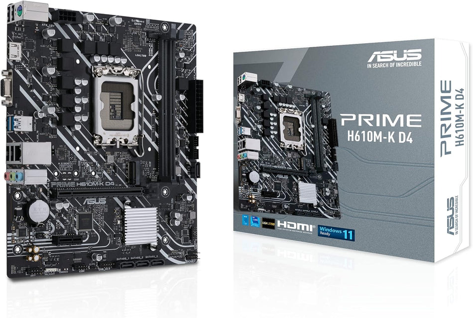 Tarjeta Madre Asus PRIME H610M-K D4 CSM, LGA 1700, 2xDIMM Max 64 GB DDR4, HDMI/VGA