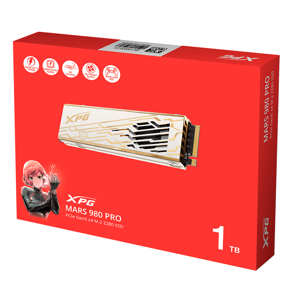 SSD XPG MARS 980 PRO, 1TB, M.2, 10000 MB/s Escritura, 14000 MB/s Lectura, PCI Express 5.0