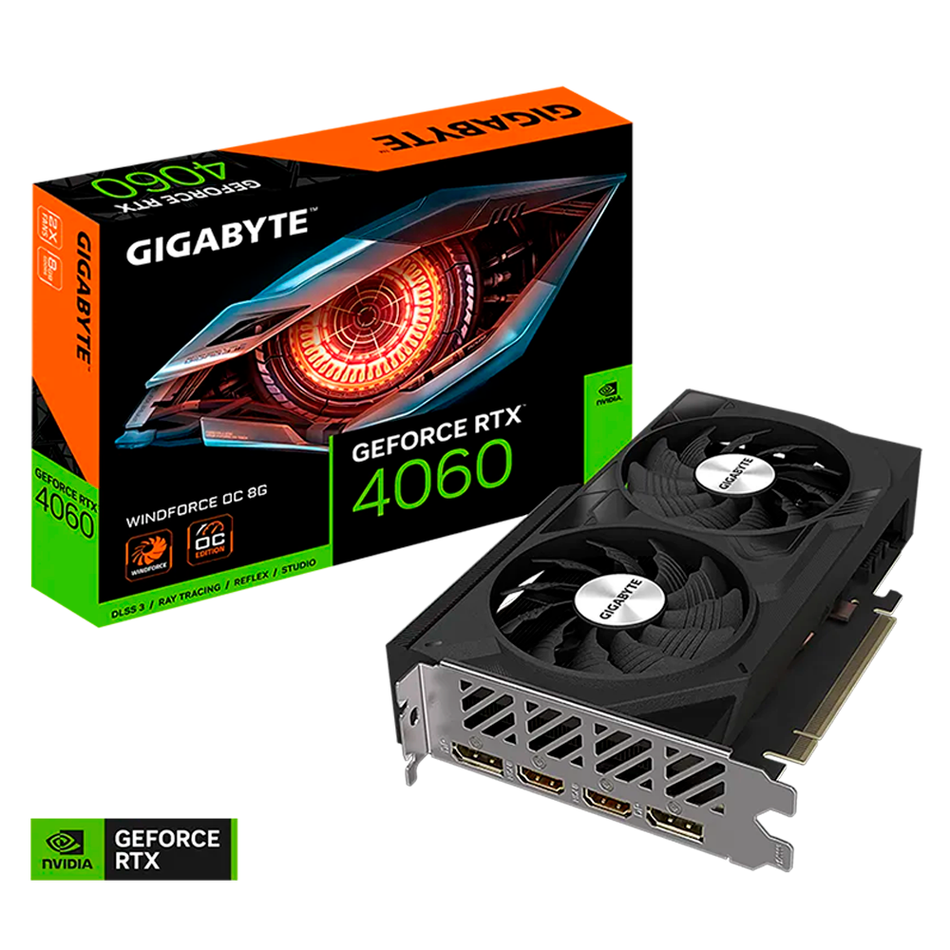 Tarjeta de Video Gigabyte GeForce RTX 4060 WINDFORCE OC 8G GeForce, 8GB, 128 Bit, GDDR6, PCI Express 4.0