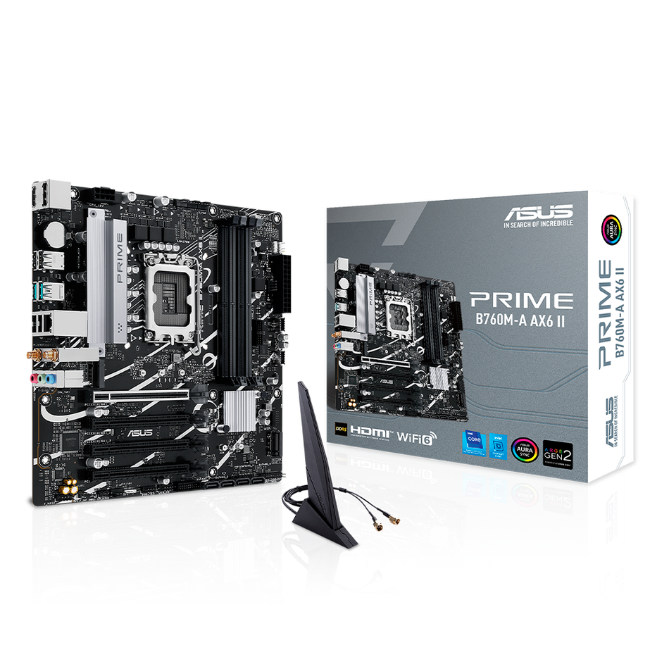 Tarjeta Madre Asus PRIME B760M-A AX6 II, Intel Socket LGA1700, Micro ATX, 4xDDR5, HDMI/DP
