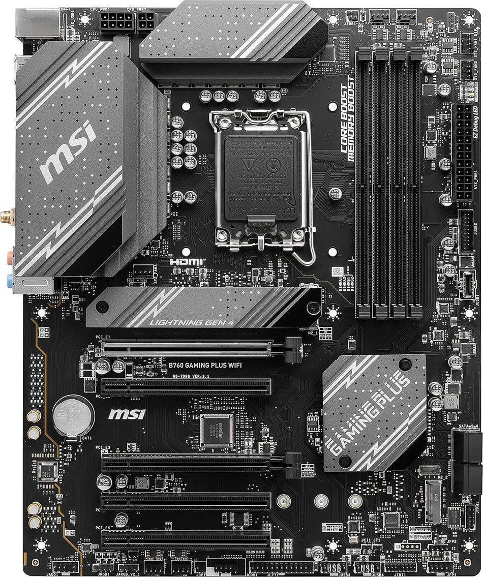 Tarjeta Madre MSI B760 GAMING PLUS WIFI, Socket 1700, 4x DDR5 6800Mhz, 2x M.2, 1x HDMI, ATX
