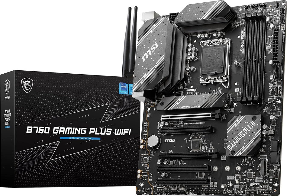 Tarjeta Madre MSI B760 GAMING PLUS WIFI, Socket 1700, 4x DDR5 6800Mhz, 2x M.2, 1x HDMI, ATX