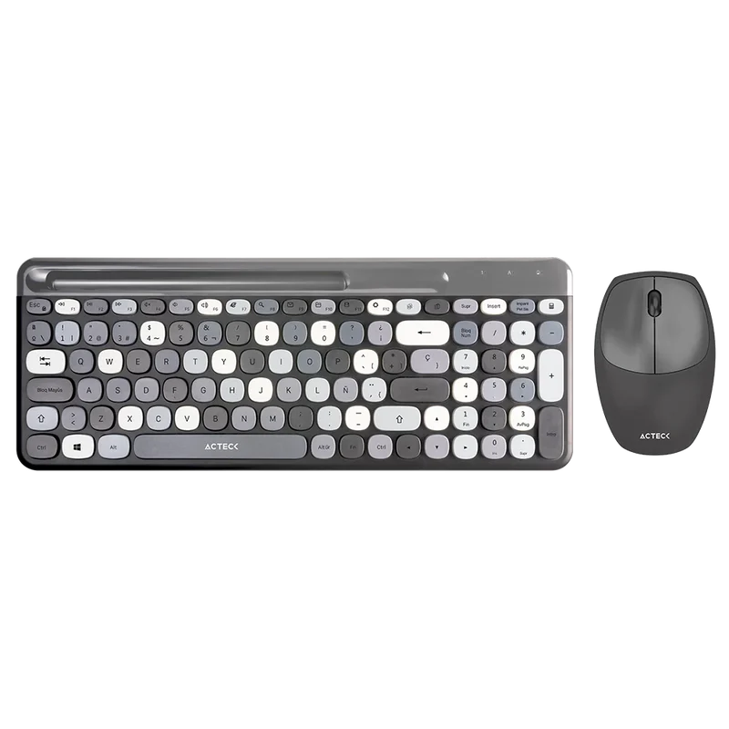Kit Teclado y Mouse Acteck Creator Chic Colors MK470 Inalambrico, USB, Gris