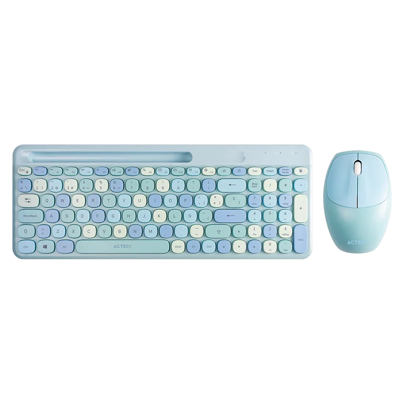 Kit Teclado y Mouse Acteck Creator Chic Colors MK470 Inalambrico, USB, Azul