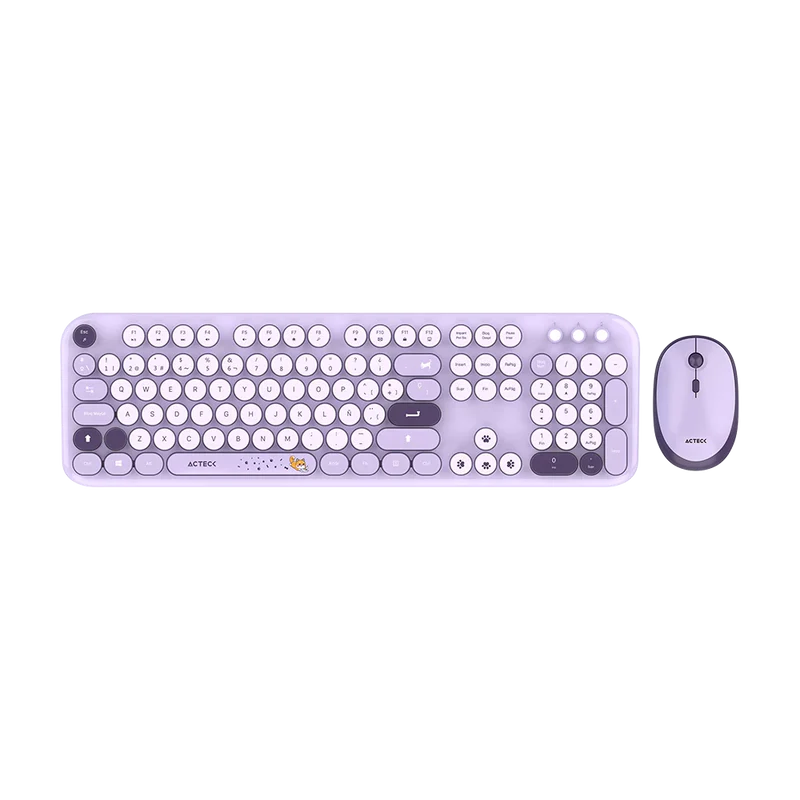 Kit Teclado y Mouse Acteck Creator Chic K-Colors MK485, Inalambrico, USB, Violeta