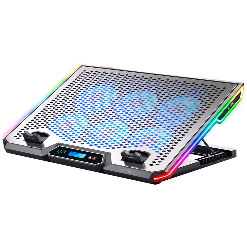 Base Enfriadora Acteck Froost Epic BE640 Hasta 17", 6x Ventiladores, USB, RGB, Plata
