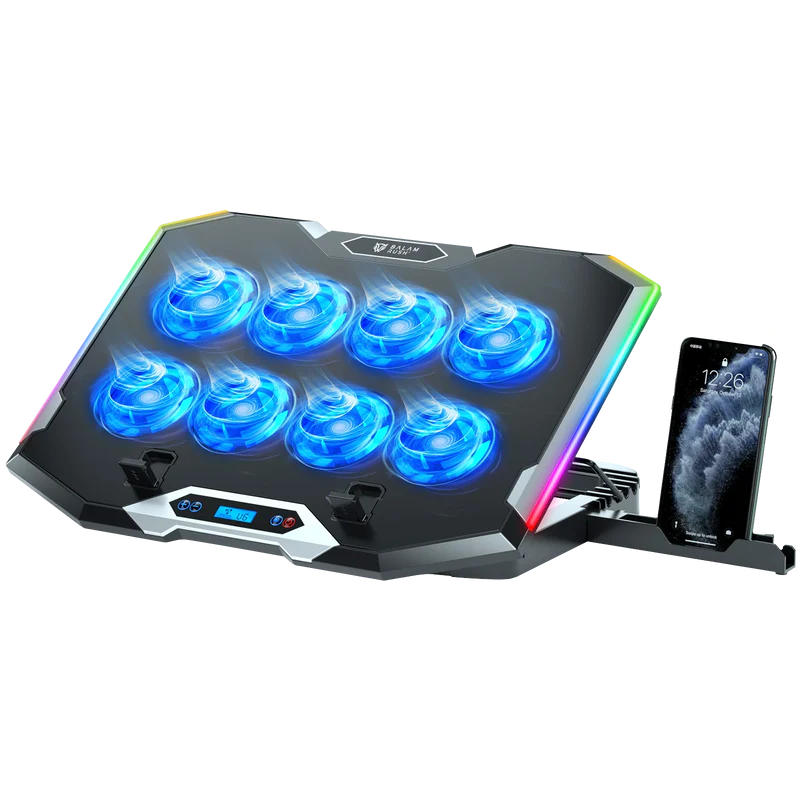 Base Enfriadora Balam Rush Eolox Frost Pro EF760 Hasta 17", 8xVent., Soporte para Celular, Negro
