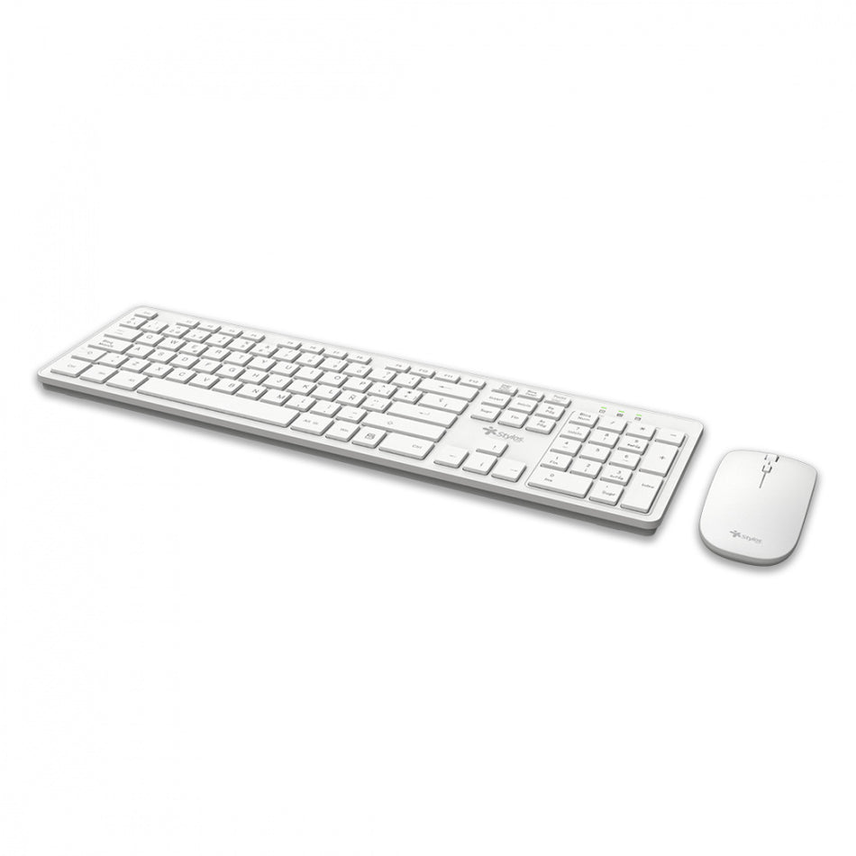 Kit Teclado y Mouse Stylos STPKTM5W Inalambrico, 1600 DPI, Blanco