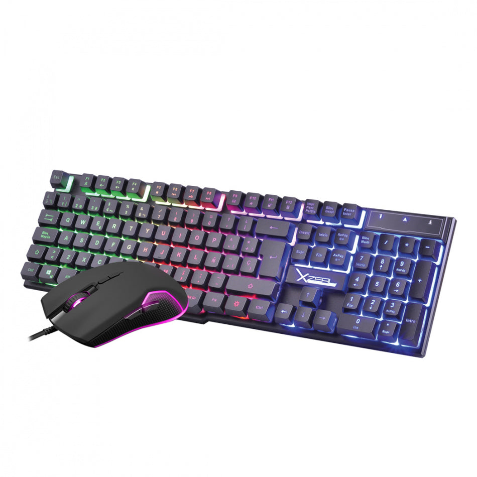 Kit Teclado y Mouse Gamer Xzeal XST-201, USB, Rainbow, Anti Ghosting, Mouse 6 Botones 3200DPI