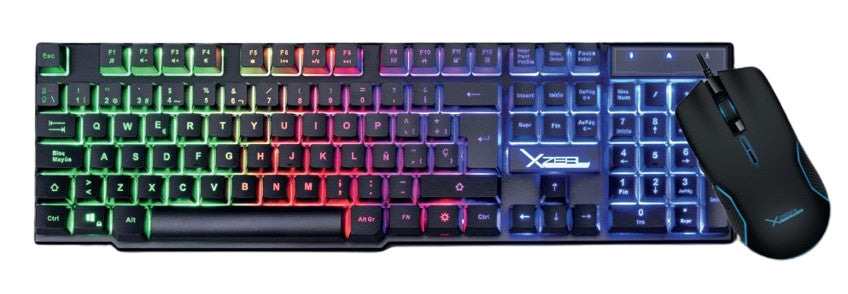 Kit Teclado y Mouse Gamer Xzeal XST-201, USB, Rainbow, Anti Ghosting, Mouse 6 Botones 3200DPI