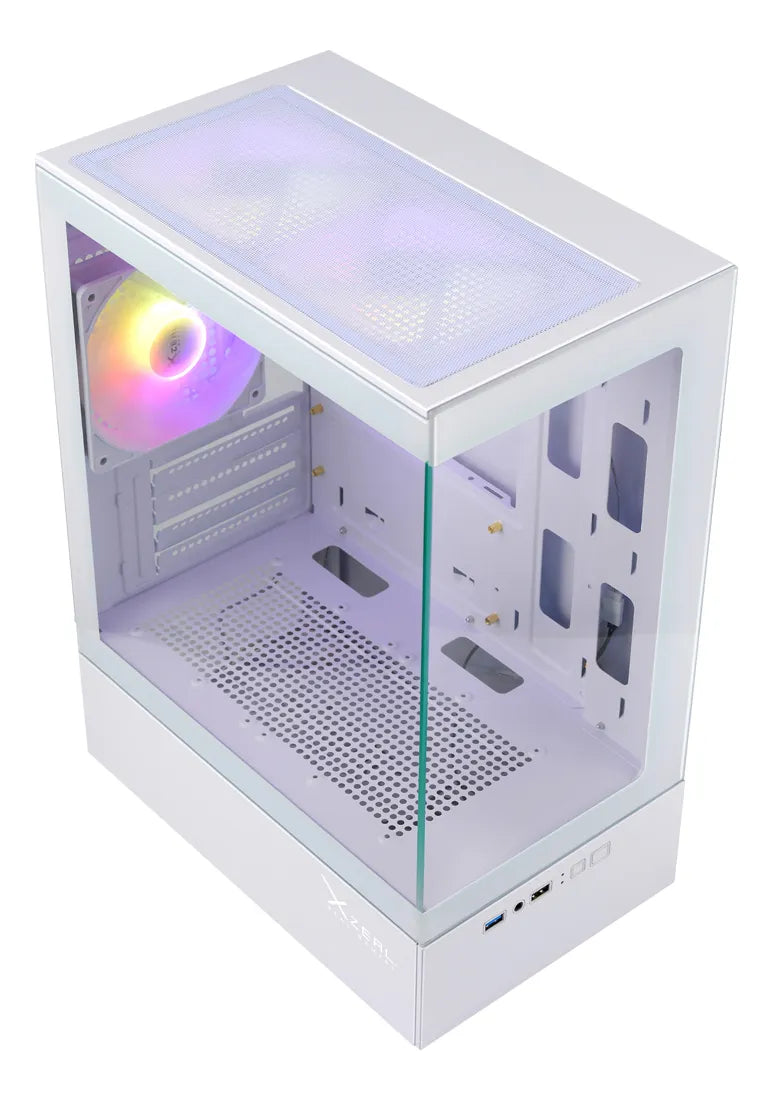 Gabinete Xzeal X-Zynergy, Soporta M-ATX/ITX, 1xUSB 1.0, 1xUSB 3.0, 3xVent RGB, Blanco