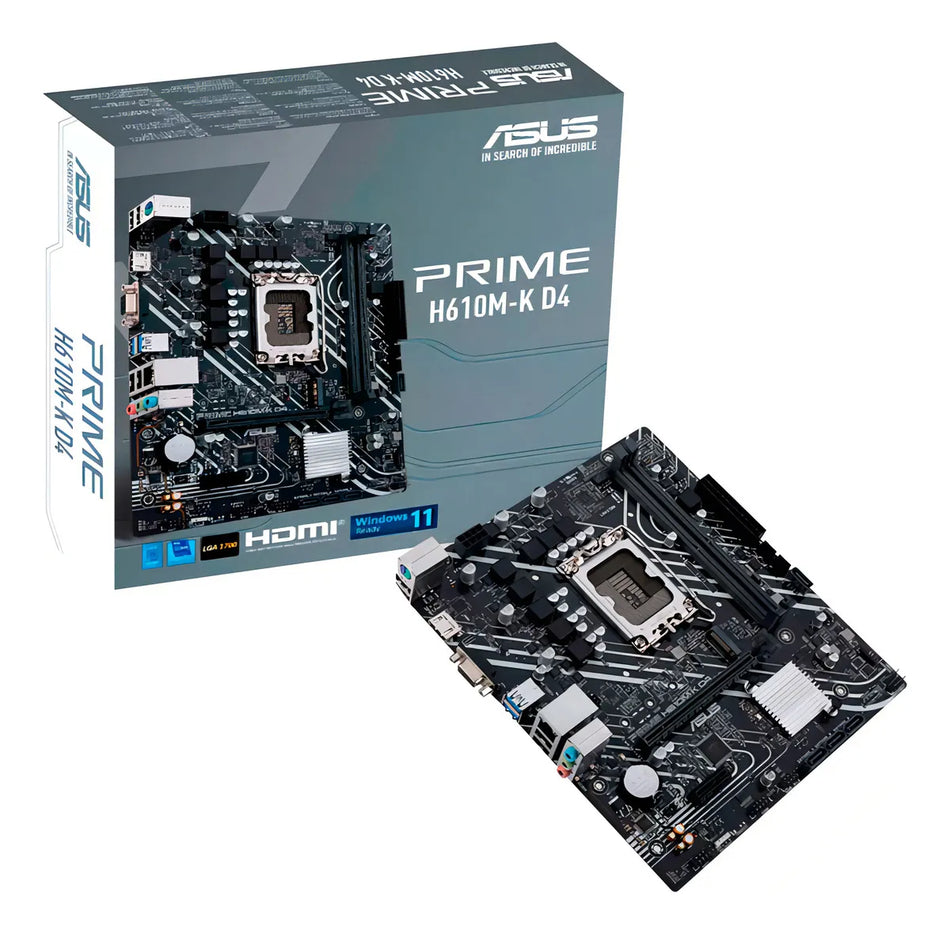 Tarjeta madre ASUS PRIME H610M-K D4, LGA 1700, 12th Gen, Micro ATX